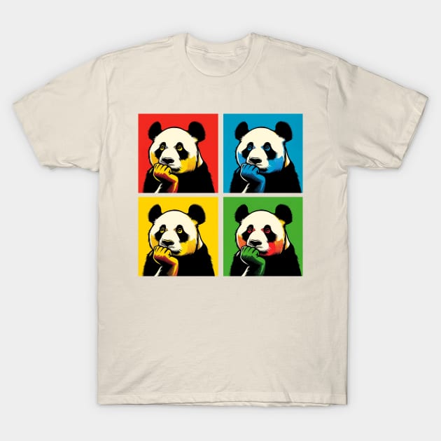 Pop Pensive Panda - Funny Panda Art T-Shirt by PawPopArt